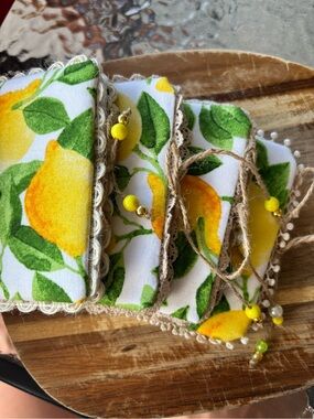 Handmade Lemon Fabric Covered Journals Set of 4